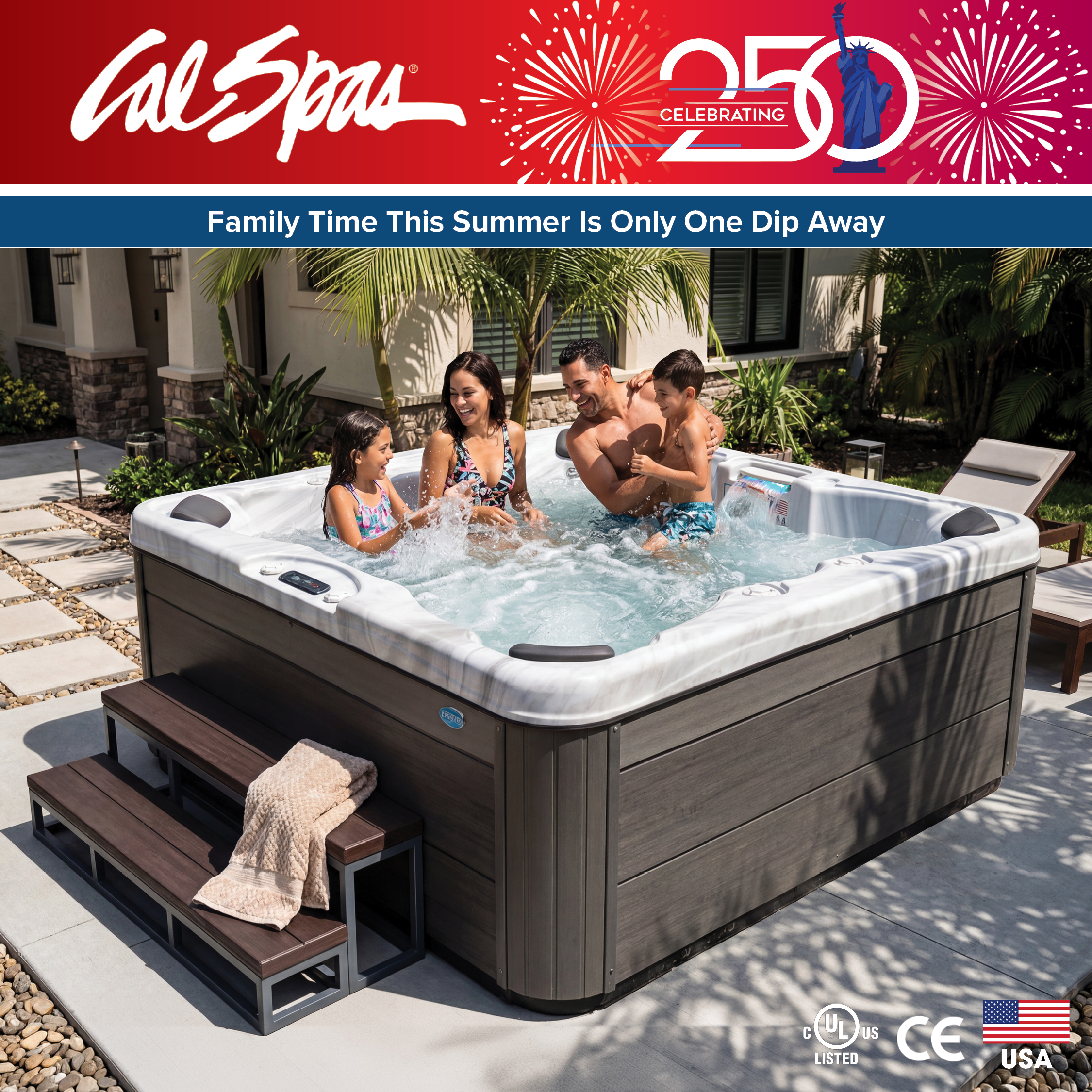 Calspas hot tub being used in a family setting - Desoto